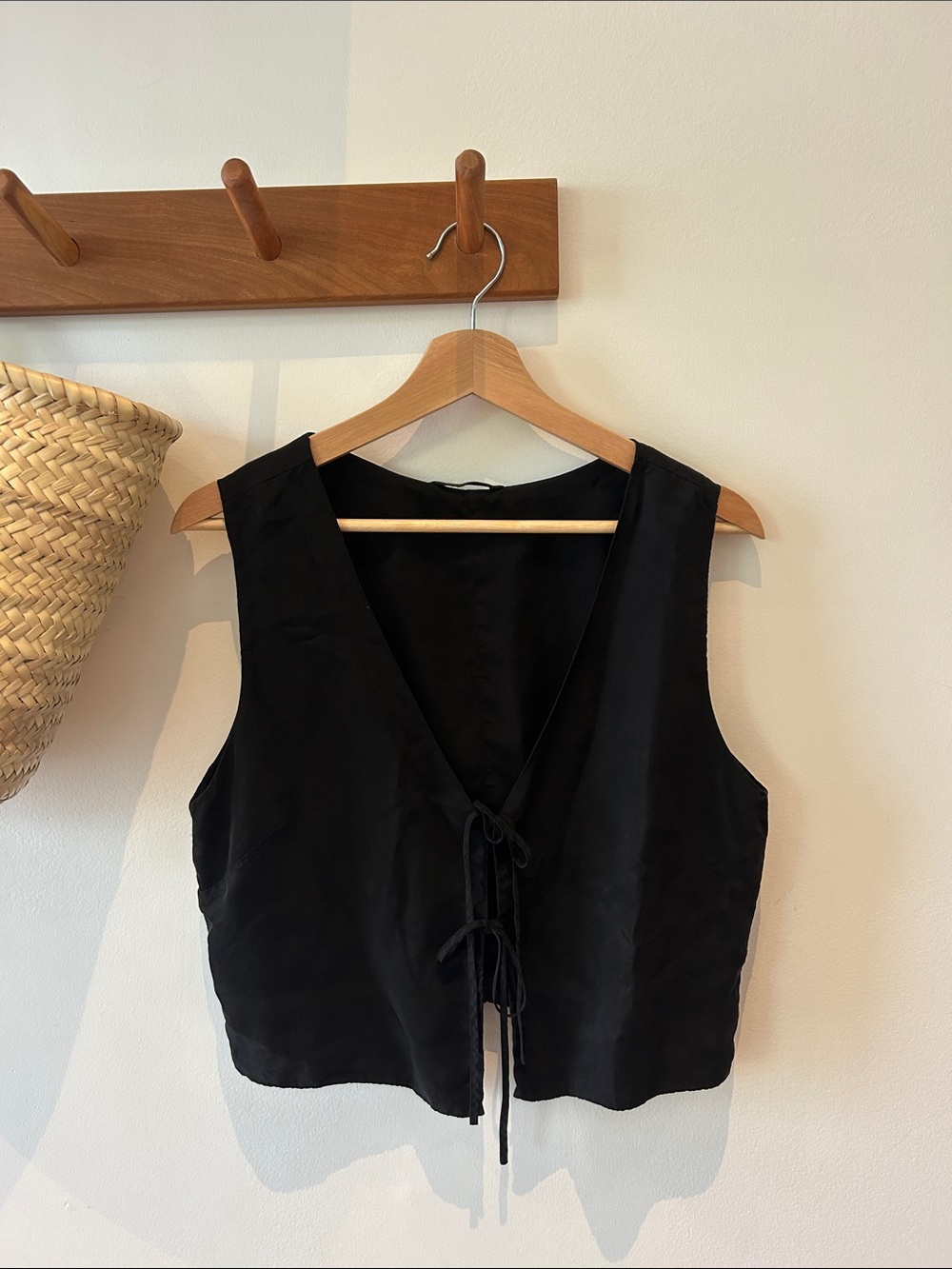 Left On Friday Black Tie-Front Vest